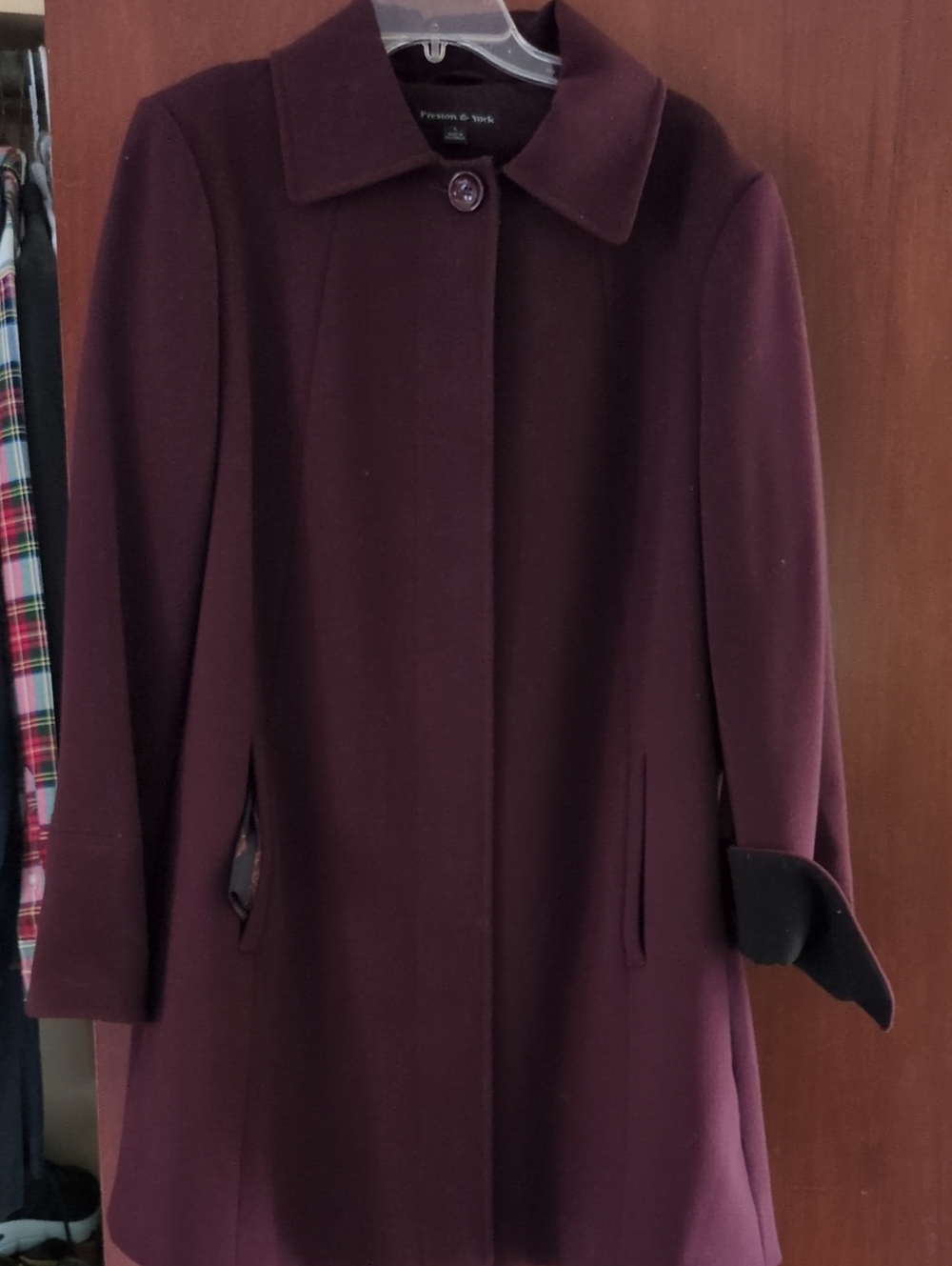 Women's Burgundy Wool-Blend Swing Coat
